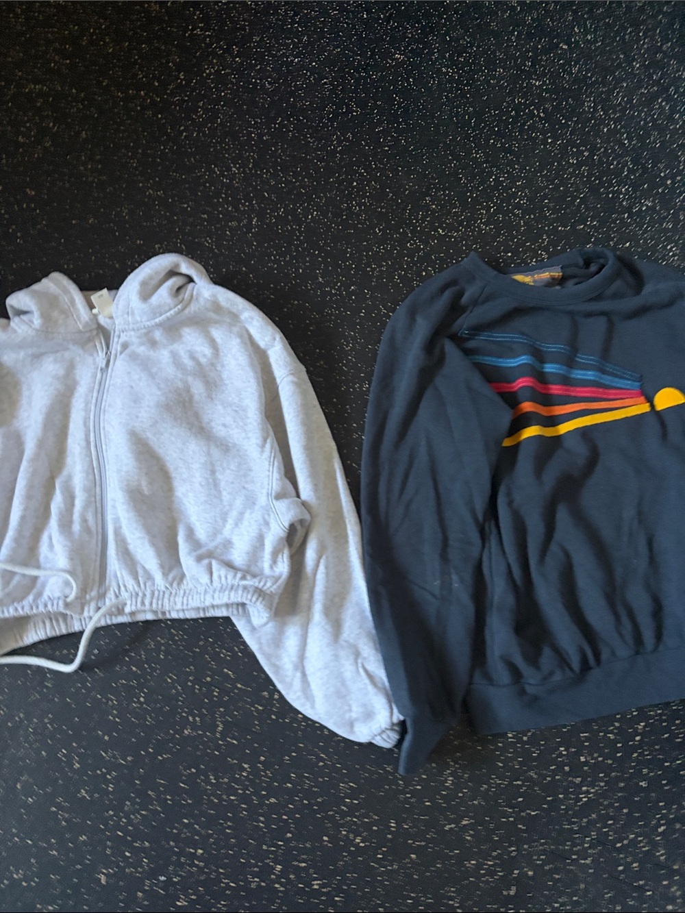 Kids Navy Graphic Sweatshirt with Rainbow Stripe